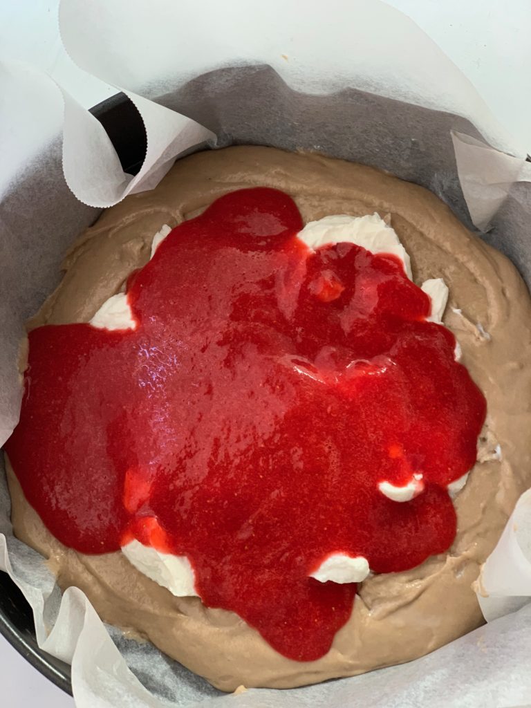 torta soffice con coulis di fragole e ricotta a basso indice glicemico
