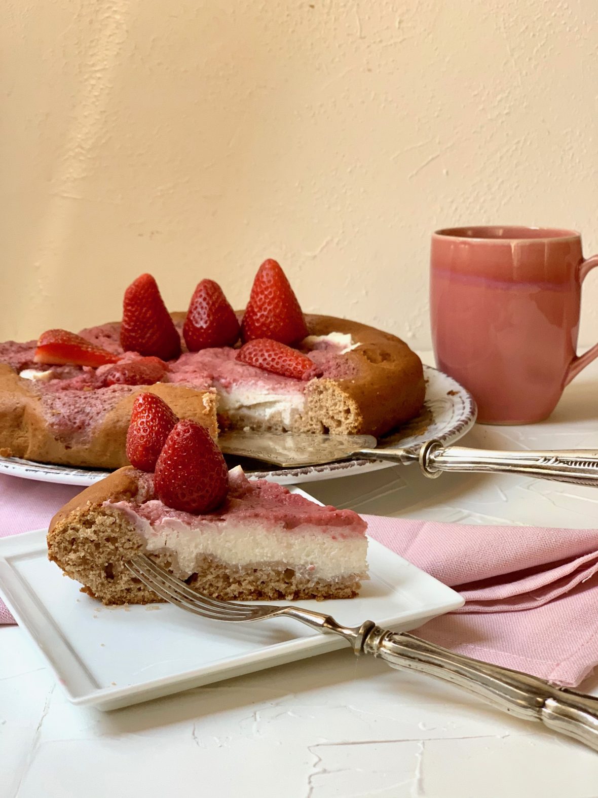 torta a basso in dice glicemico con coulis di fragole e ricotta zucchineinfuga