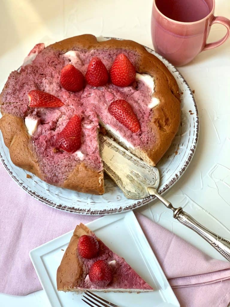 torta soffice con coulis di fragole e ricotta a basso indice glicemico zucchineinfuga